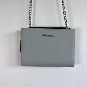 Steve Madden Blue Faux Leather Chain Strap Crossbody Wallet Clutch Bag